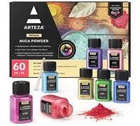 Mica en poudre Arteza pour résine époxy, 60 couleurs, bouteilles de 5 gr, pour la fabrication de peinture, d’époxy, de bougies