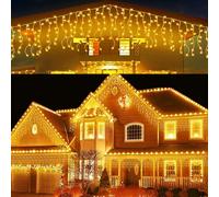 Micacorn Lumières de Glace de Noël, 5M 256 LEDs Rideaux Lumières avec Prise 32Pcs 8 Modes Étanche Rideau Lumineux Extérieur Cascade Rideau Lumineux de Noël Décoratives Pour Mariage Jardin Patio Fêtes