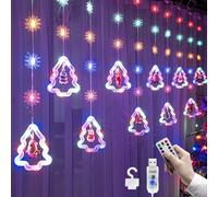 Micacorn Rideau Lumineux Noël 3M USB Lumière de Fenêtre de Noël 8 Modes 110 LEDs Rideau Guirlande Lumineuse Noël 3D Lumières Avec Télécommande pour Fenêtre Noël Nouvel An Mariage Chambre