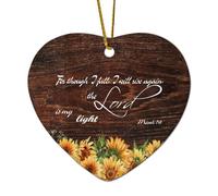 Micah 7:8 for Though I Fall, I Will Rise Again, The Lord Is My Light Heart Citations Décoration de Noël en céramique pour sapin de Noël, pendentif amusant, Boule, souvenir, Nouvel An