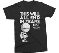 MICAOJI Marvin The Paranoid Android This Will All End in Tears T-shirt Noir, Noir , XL