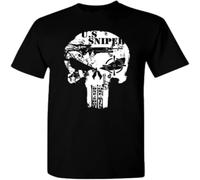 MICAOJI US Sniper T Shirt Skull Logo Special Forces One Shot One Kill Armed Forces Black M
