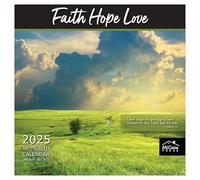 MICASA Calendrier mural mensuel 2025 à suspendre Faith Hope Love | 30,5 x 61 cm ouvert | Papier épais et robuste | Cadeau | Écritures de versets bibliques | The Greatest is Love