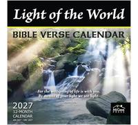 MICASA PRESS Calendrier mural chrétien 2027 Lumière du monde Versets | 12 mois | 30,5 cm x 61 cm ouvert | Papier épais et robuste | Calendrier chrétien religieux 2027
