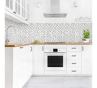 micasia Crédence de cuisine adhésive imperméable à motifs sans joint revêtement mural avec motif film rigide mat blanc fond de hotte imitation carrelage 1156 (50x80cm)