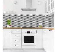 micasia Crédence de cuisine adhésive imperméable à motifs sans joint revêtement mural avec motif film rigide mat noir et blanc fond de hotte imitation carrelage 1101 (200x70cm)