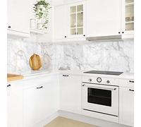 micasia Crédence de cuisine adhésive imperméable à motifs sans joint revêtement mural avec motif film rigide mat blanc fond de hotte effet 3d motif 1022 (50x100cm)