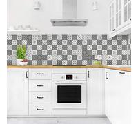 micasia Crédence de cuisine adhésive imperméable à motifs sans joint revêtement mural avec motif film rigide mat gris fond de hotte imitation carrelage 1037 (150x90cm)