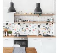 micasia Crédence de cuisine adhésive imperméable à motifs sans joint revêtement mural avec motif film rigide mat blanc fond de hotte aquarelle abstrait 2186 (250x50cm)
