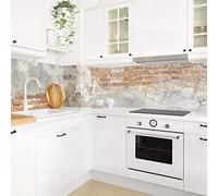 micasia Crédence de cuisine adhésive imperméable à motifs sans joint revêtement mural avec motif film rigide mat rouge fond de hotte effet 3d style shabby chic 1198 (150x50cm)