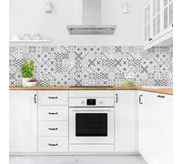 micasia Crédence de cuisine adhésive imperméable à motifs sans joint revêtement mural avec motif film rigide mat gris fond de hotte imitation carrelage 1075 (400x60cm)