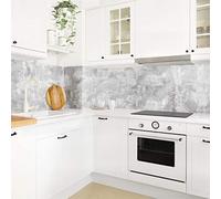 micasia Crédence de cuisine adhésive imperméable à motifs sans joint revêtement mural avec motif film rigide mat gris fond de hotte effet 3d style shabby chic 1110 (400x100cm)