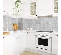 micasia Crédence de cuisine adhésive imperméable à motifs sans joint revêtement mural avec motif film rigide mat gris fond de hotte effet 3d style industriel 1019 (400x80cm)