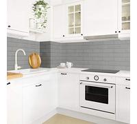 micasia Crédence de cuisine adhésive imperméable à motifs sans joint revêtement mural avec motif film rigide mat gris fond de hotte imitation carrelage 1118 (250x80cm)