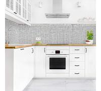 micasia Crédence de cuisine adhésive imperméable à motifs sans joint revêtement mural avec motif film rigide mat gris fond de hotte effet 3d style industriel 1106 (50x60cm)
