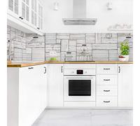 micasia Crédence de cuisine adhésive imperméable à motifs sans joint revêtement mural avec motif film rigide mat gris fond de hotte effet bois style vintage 1200 (150x60cm)