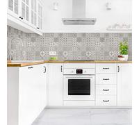 micasia Crédence de cuisine adhésive imperméable à motifs sans joint revêtement mural avec motif film rigide mat gris fond de hotte imitation carrelage 1039 (300x50cm)