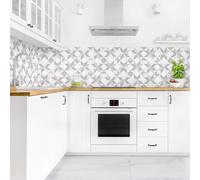 micasia Crédence de cuisine adhésive imperméable à motifs sans joint revêtement mural géométrique film rigide mat gris fond de hotte imitation carrelage abstrait 2044 (300x60cm)
