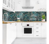 micasia Crédence de cuisine adhésive imperméable à motifs sans joint revêtement mural géométrique film rigide mat turquoise fond de hotte aquarelle abstrait 2177 (300x80cm)