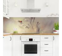 micasia Crédence de cuisine adhésive imperméable animaux sans joint revêtement mural herbes film rigide mat beige fond de hotte motif 1718 (280x80cm)
