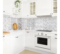 micasia Crédence de cuisine adhésive imperméable avec motif sans joint revêtement mural avec motif film rigide mat gris fond de hotte imitation carrelage 2073 (100x50cm)