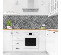 micasia Crédence de cuisine adhésive imperméable avec motif sans joint revêtement mural avec motif film rigide mat gris fond de hotte imitation carrelage 2056 (200x50cm)
