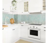 micasia Crédence de cuisine adhésive imperméable avec motif sans joint revêtement mural avec motif film rigide mat bleu fond de hotte effet béton style shabby chic 2328 (300x100cm)