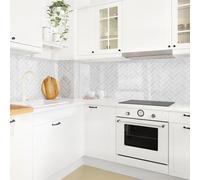 micasia Crédence de cuisine adhésive imperméable avec motif sans joint revêtement mural avec motif film rigide mat gris fond de hotte imitation carrelage style uni 2063 (400x70cm)