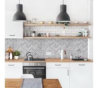 micasia Crédence de cuisine adhésive imperméable avec motif sans joint revêtement mural avec motif film rigide mat gris fond de hotte imitation carrelage 2068 (350x80cm)