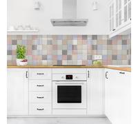 micasia Crédence de cuisine adhésive imperméable avec motif sans joint revêtement mural avec motif film rigide mat multicolore fond de hotte imitation carrelage style uni 2098 (150x70cm)