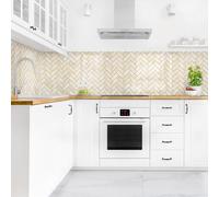 micasia Crédence de cuisine adhésive imperméable avec motif sans joint revêtement mural avec motif film rigide mat jaune fond de hotte imitation carrelage 2074 (50x50cm)