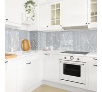 micasia Crédence de cuisine adhésive imperméable avec motif sans joint revêtement mural plantes film rigide mat gris fond de hotte style vintage 2263 (100x60cm)