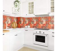 micasia Crédence de cuisine adhésive imperméable citations sans joint revêtement mural avec motif film rigide mat rouge fond de hotte style vintage 1197 (300x100cm)