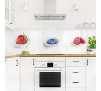 micasia Crédence de cuisine adhésive imperméable culinaire sans joint revêtement mural fruits film rigide mat blanc fond de hotte motif 1331 (245x70cm)