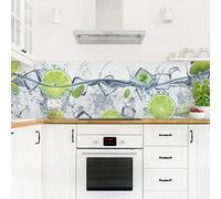 micasia Crédence de cuisine adhésive imperméable culinaire sans joint revêtement mural fruits film rigide mat blanc fond de hotte montage photo 1310 (210x60cm)