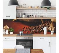 micasia Crédence de cuisine adhésive imperméable culinaire sans joint revêtement mural pâtisserie film rigide mat marron fond de hotte motif 1292 (175x50cm)