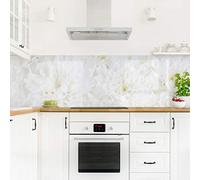 micasia Crédence de cuisine adhésive imperméable fleurs sans joint revêtement mural avec motif film rigide mat blanc fond de hotte motif 1277 (280x80cm)