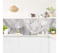 micasia Crédence de cuisine adhésive imperméable fleurs sans joint revêtement mural avec motif film rigide mat noir et blanc fond de hotte motif 1490 (350x100cm)