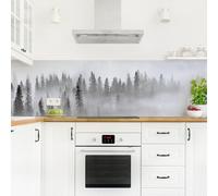 micasia Crédence de cuisine adhésive imperméable forêt sans joint revêtement mural avec motif film rigide mat noir et blanc fond de hotte motif 1721 (245x70cm)