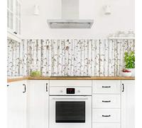 micasia Crédence de cuisine adhésive imperméable forêt sans joint revêtement mural avec motif film rigide mat blanc fond de hotte effet bois 1454 (280x80cm)