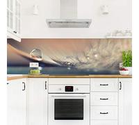 micasia Crédence de cuisine adhésive imperméable plumes sans joint revêtement mural avec motif film rigide mat beige fond de hotte style maison de campagne 1542 (350x100cm)