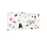 micasia Fond de hotte avec support épaisseur 4mm à motifs crédence cuisine avec motif verre trempé panneau mural blanc crédence en verre aquarelle abstrait cuisine 5379 (80x40cm)