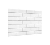 micasia Fond de hotte avec support épaisseur 4mm à motifs crédence cuisine avec motif verre trempé panneau mural blanc crédence en verre imitation carrelage cuisine 1786 (60x40cm)