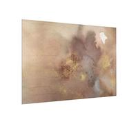 micasia Fond de hotte avec support épaisseur 4mm art crédence cuisine avec motif verre trempé panneau mural beige crédence en verre aquarelle abstrait cuisine 3258 (80x59cm)