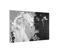 micasia Fond de hotte avec support épaisseur 4mm culinaire crédence cuisine café verre trempé panneau mural noir et blanc crédence en verre montage photo cuisine 1436 (60x40cm)