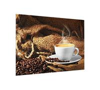 micasia Fond de hotte avec support épaisseur 4mm culinaire crédence cuisine café verre trempé panneau mural marron crédence en verre motif cuisine 2332 (80x59cm)