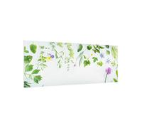 micasia Fond de hotte avec support épaisseur 4mm fleurs crédence cuisine épices et herbes verre trempé panneau mural vert crédence en verre motif cuisine 2670 (100x40cm)