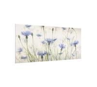 micasia Fond de hotte avec support épaisseur 4mm fleurs crédence cuisine herbes verre trempé panneau mural violet crédence en verre style maison de campagne cuisine 6204 (80x40cm)