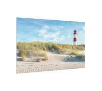 micasia Fond de hotte avec support épaisseur 4mm plage crédence cuisine phare verre trempé panneau mural bleu crédence en verre style maritim cuisine 6245 (90x59cm)