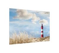 micasia Fond de hotte avec support épaisseur 4mm plage crédence cuisine phare verre trempé panneau mural bleu crédence en verre style maritim cuisine 2172 (80x59cm)